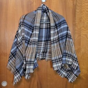 Plaid Fringe Shawl